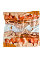 Bison and Mountain Range Western Buffalo Silk Wildrag Scarf