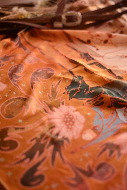 Round Up Floral Cattle Cowgirl Western Wild Rag
