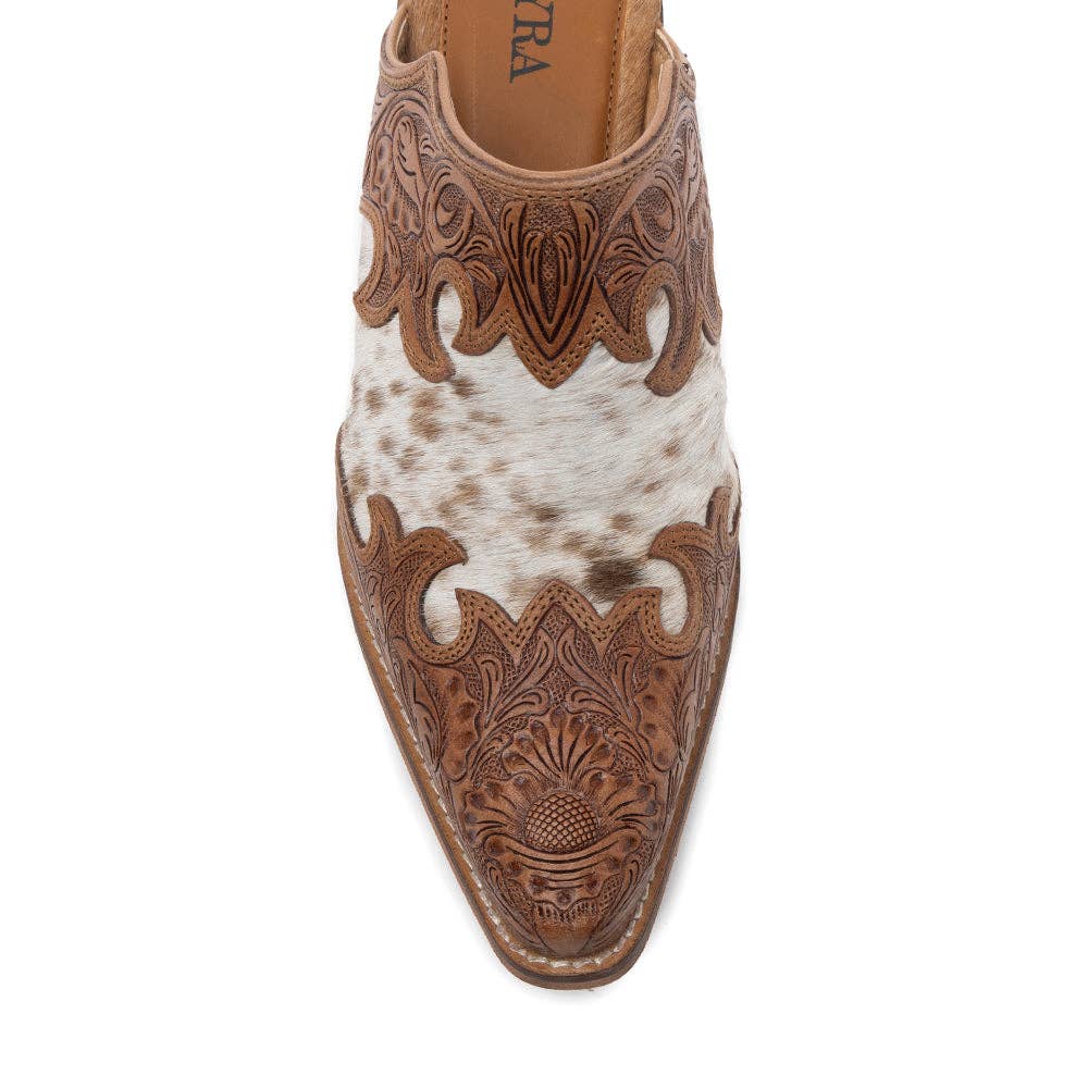 Lacey Hand-Tooled Leather Mules